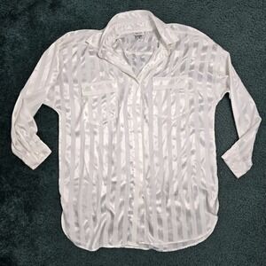 Nicola Women's 12 White Shimmer Stripe Shirt Oversized Roomy Office Night‎ Out